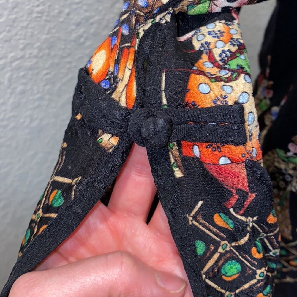 Citron Japanese Style Skirt Set Black EUC Sz L/XL Silk Asian Inspo Tunic - Picture 6 of 13